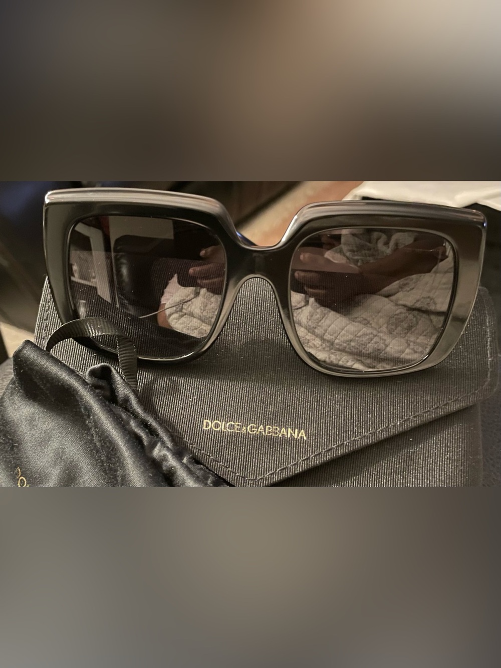 Dolce & Gabbana Black Oversized Women's Sunglasses. New With Case & Pouch
